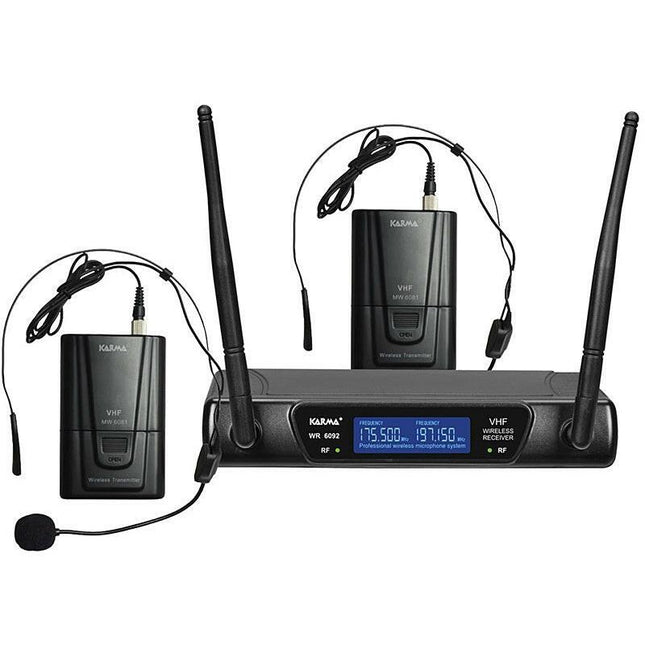 Microfone Headset - Cabeça s/ Fios (2 unid) + Receptor VHF 175/197MHz-Som e luz-Karma-Music Stage