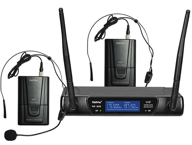 Microfone Headset - Cabeça s/ Fios (2 unid) + Receptor VHF 175/197MHz-Som e luz-Karma-Music Stage