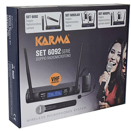 Microfone Mão s/ Fios+Cabeça+Emissor+Receptor VHF 175/197MHz-Som e luz-Karma-Music Stage