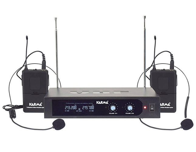 Microfone Headset - Cabeça s/ Fios (2 unid) + Receptor VHF 203/216MHz-Microfones Sem Fios-Karma-Music Stage