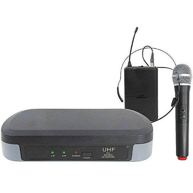 Microfone Mão s/ Fios+Cabeça+Emissor+Receptor UHF 740-790MHz-Som e luz-Karma-Music Stage