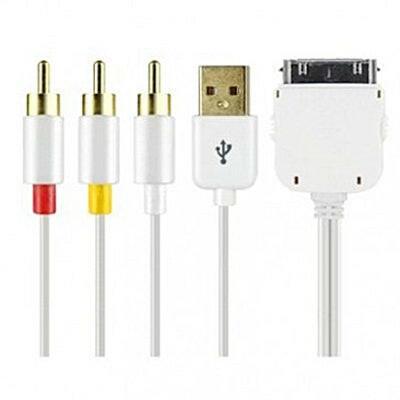 Adaptador Apple 30Pin Macho/RCA(Vídeo)+2xRCA(Audio)+USB-Fichas e cabos-SMI-Music Stage