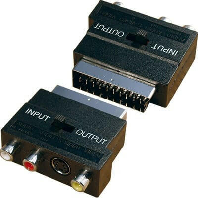Adaptador Scart Macho / 3xRCA Fêmea (AV)+SVHSFêmea c/Int.-Fichas e cabos-Nimo-Music Stage