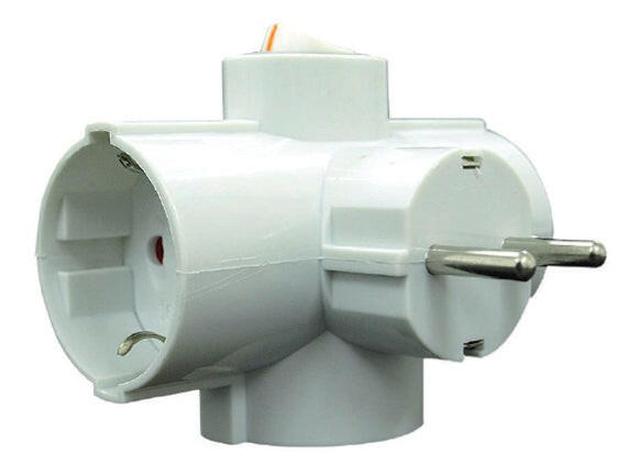 Adaptador Schuko Macho / 3xSchuko Fêmea - Lateral c/ Int-Electricidade-SMI-Music Stage
