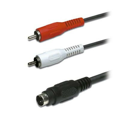 Cabo Mini DIN 4P (SVHS) Macho / 2xRCA Macho 2mt-Cabos-EDC-Music Stage