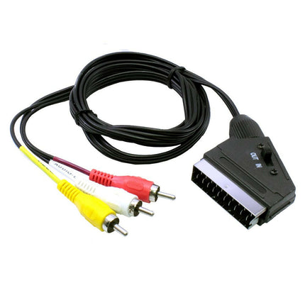 Cabo Scart Macho/3xRCA Macho (AV Out/IN) c/Interruptor 1,5mt-Cabos-DCU-Music Stage