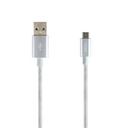 Cabo USB "A" Macho / Micro USB "B" Macho 1mt Prata Algodão-Fichas e cabos-DCU-Music Stage
