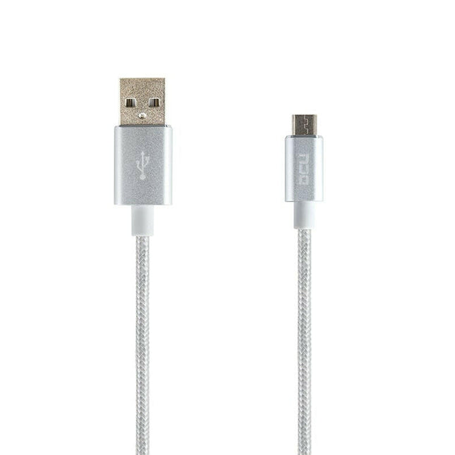 Cabo USB "A" Macho / Micro USB "B" Macho 1mt Prata Algodão-Fichas e cabos-DCU-Music Stage