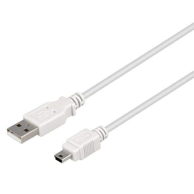 Cabo USB "A" Macho / Mini USB 5P Macho 1mt - Branco-Fichas e cabos-MP-Music Stage