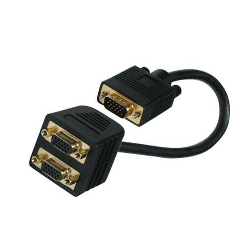 Cabo VGA Macho / 2xVGA Fêmea 15cm - Dourada-Cabos-SMI-Music Stage