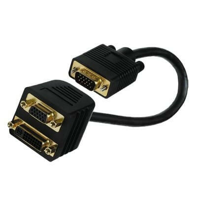 Cabo VGA Macho / DVI-I (24+5) Fêmea + VGA Fêmea 20cm-Cabos-EDC-Music Stage