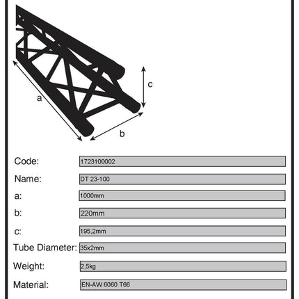 Truss Triangular Tubo Ø35mm - 1mt