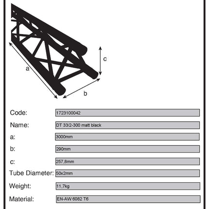 Truss Triangular Tubo Ø50mm - 3mt Preto