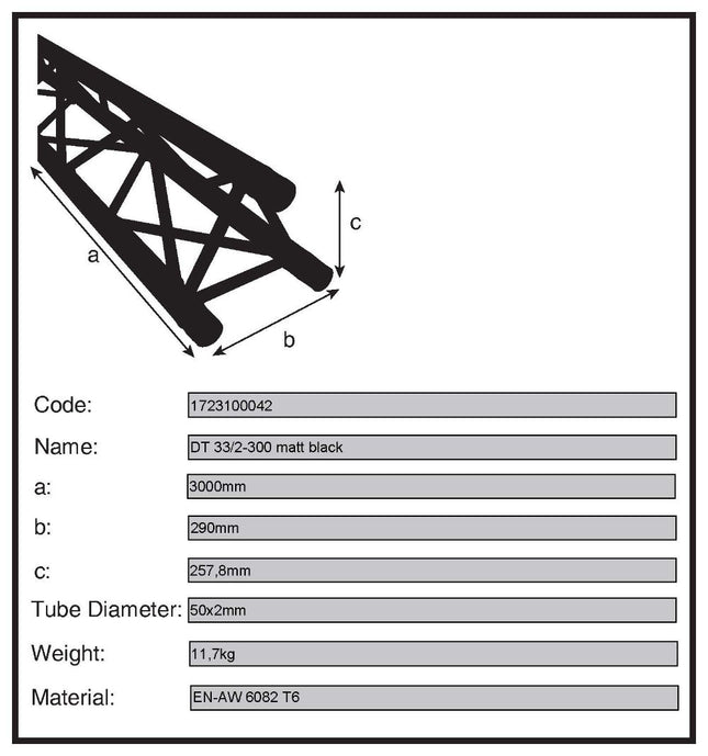 Truss Triangular Tubo Ø50mm - 3mt Preto