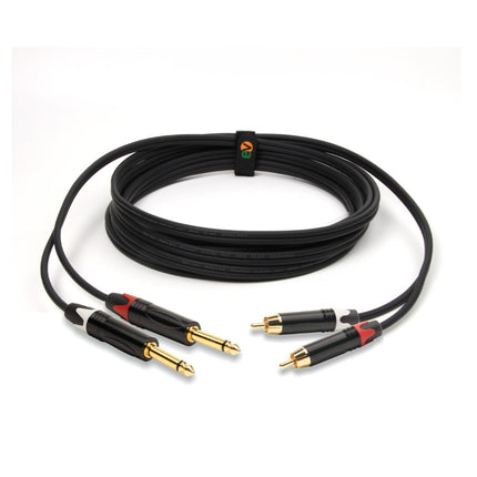 Cabo 2x RCA Macho / 2x 6,35 Macho Mono 3m