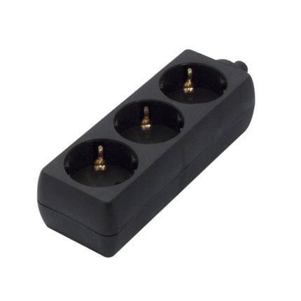 Tomada Eléctrica 3 Vias Schuko Preta p/ Cabo