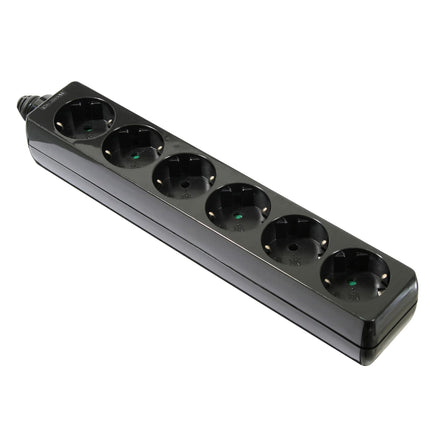 Tomada Eléctrica 6 Vias Schuko Preta p/ Cabo