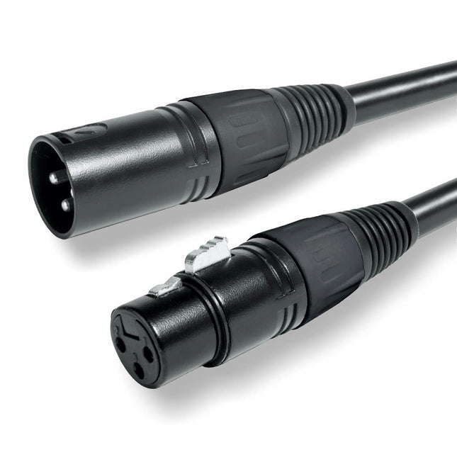 Cabo DMX XLR Macho / DMX XLR Fêmea 1,5mt (3 pin) - Preto-Cabos-Emelec-Music Stage