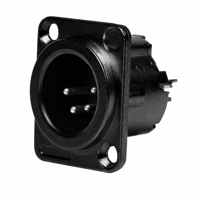 Ficha XLR Macho 4Pin Preto Painel - Chassi