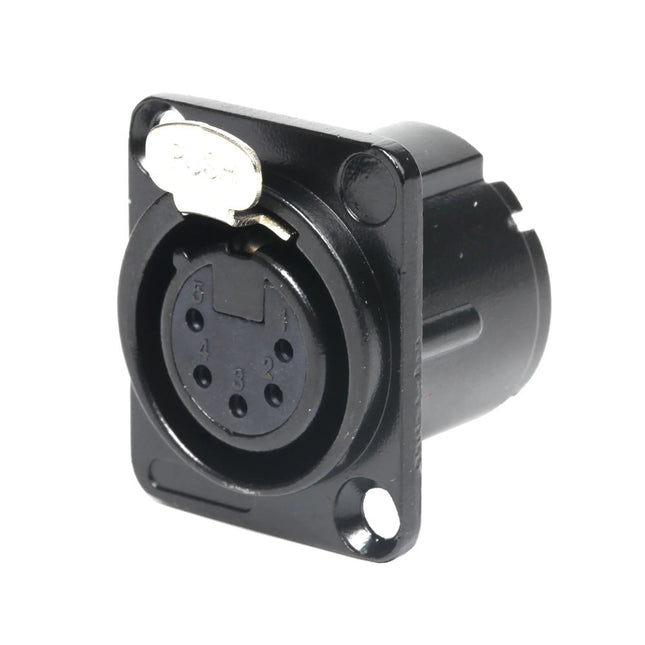 Ficha XLR Fêmea 5 Pinos Chassi - Preta