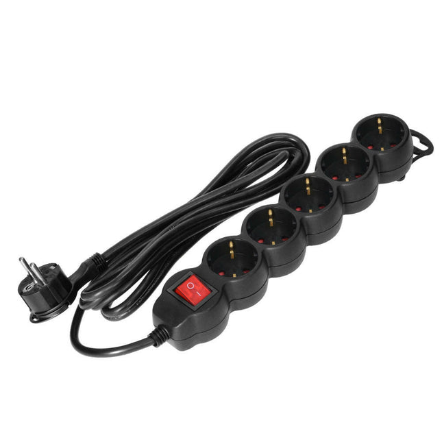 Extensão Eléctrica 5 Vias Shucko 3mt c/ Interruptor - Preto-Electricidade-Orno-Music Stage