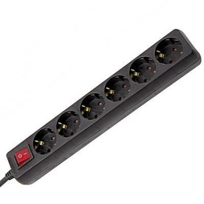 Extensão Eléctrica 6 Vias Shucko 5mt c/ Interruptor - Preto-Electricidade-SMI-Music Stage