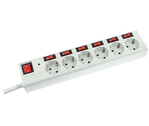 Extensão Eléctrica 6 Vias Shucko c/ Prot. 1,3mt c/ 6 Interr.-Electricidade-Nimo-Music Stage