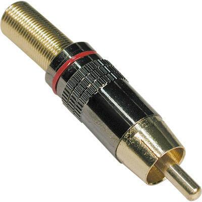 Ficha RCA Macho Vermelha - Dourada-Fichas e cabos-EDC-Music Stage