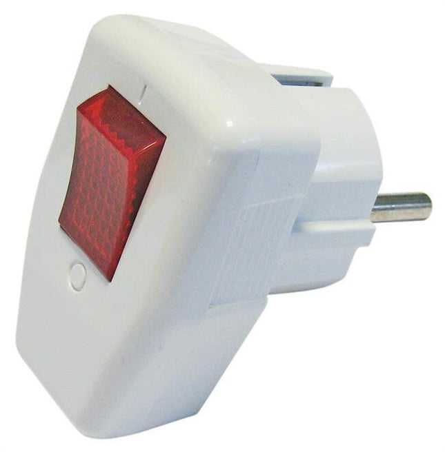 Ficha Shucko Macho - Lateral - Branca c/ Interruptor-Electricidade-SMI-Music Stage