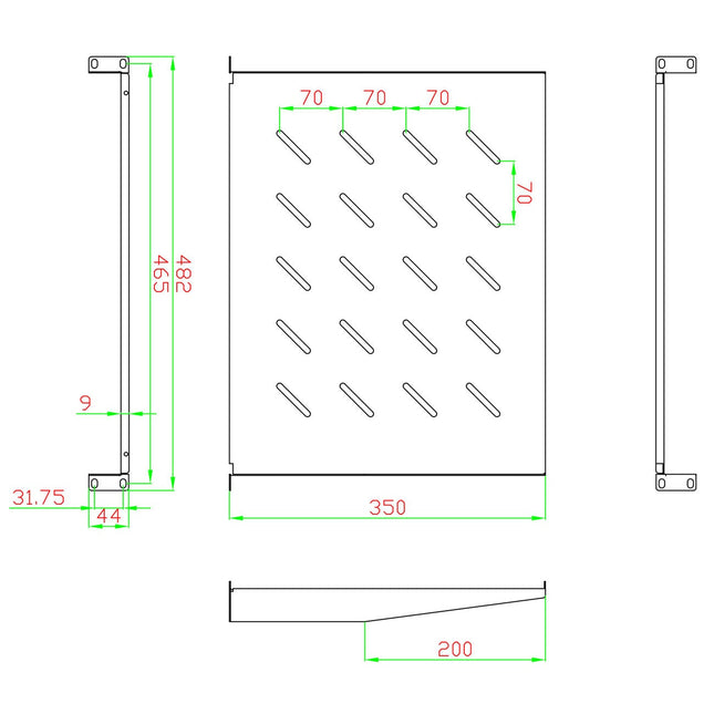 Prateleira 19" Fixa 485x550mm p/ Bastidor