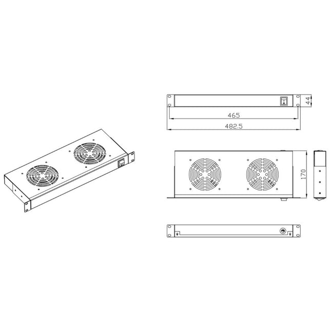 Módulo 2 Ventiladores 19" 1U c/ Interruptor-Amplificadores-SMI-Music Stage