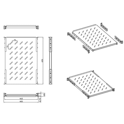 Prateleira 19" Fixa 650mm p/ Bastidor-Bastidores-Music Stage-Music Stage