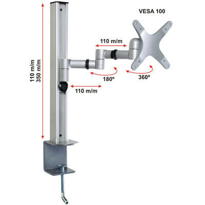 Suporte LCD/LED 10-24" p/ Mesa 3 Articul Vesa 100-Tv audio video-HR-Music Stage