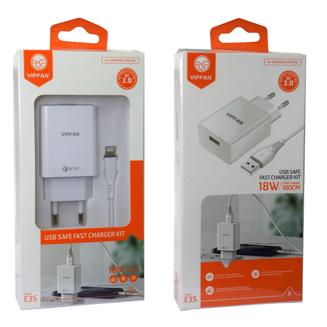 Alimentador AC230V/DC5V USB Quick Charge 3.0 Cabo Lightning