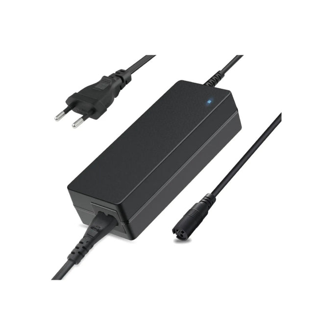 Alimentador preto com luz azul e conectores