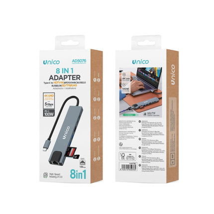 Adaptador 8 em 1 USB-C Macho