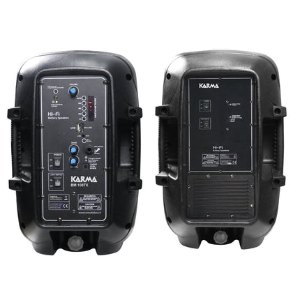 Coluna Portátil 8" Conjunto (1+1) USB/MP3/BT/LED/BAT/2,4GHz-Som e luz-Karma-Music Stage