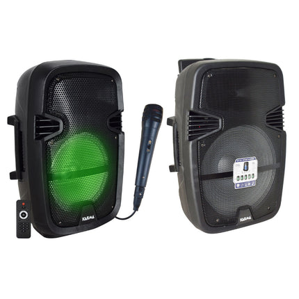 Coluna Portátil 8" Conjunto (1+1) USB/MP3/BT/LED/BAT/2,4GHz-Som e luz-Karma-Music Stage
