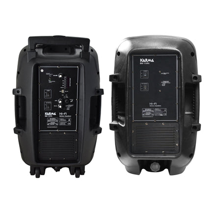 Coluna Portátil 15" Conjunto (1+1) USB/MP3/BT/LED/BAT/2,4GHz-Som e luz-Karma-Music Stage