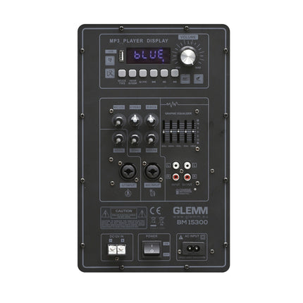 Coluna Portátil 15" 300W USB/MP3/BT + 2 Microfone UHF