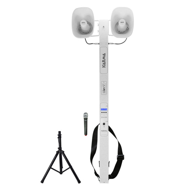 Sistema Sonorização Portátil 1 Microfone UHF / 2 Cornetas-Som e luz-Karma-Music Stage
