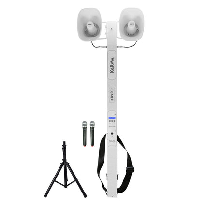 Sistema Sonorização Portátil 2 Microfones UHF / 2 Cornetas-Som e luz-Karma-Music Stage