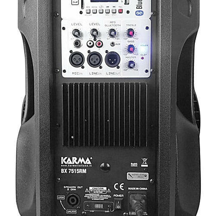 Coluna Activa 15" 350W máx USB/Bluetooth/FM/REC/VHF-Som e luz-Karma-Music Stage