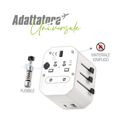Adaptador de Alimentação p/ Viagem c/ USB-C - Kit Universal