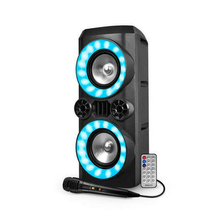 Coluna Portátil 2x6,5" 300W USB/SD/BT/BAT + Micro-Colunas Portateis-Karma-Music Stage