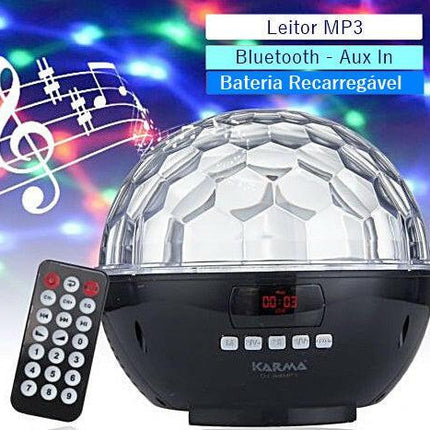 Bola de Efeitos LED 6x1W RGBWA USB/SD/MP3/BAT-Som e luz-Karma-Music Stage