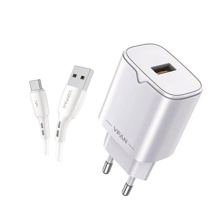 Transformador AC230V/DC5V USB Quick Charge 3.0 Cabo USB-C 18W-Energia-VIPFAN-Music Stage