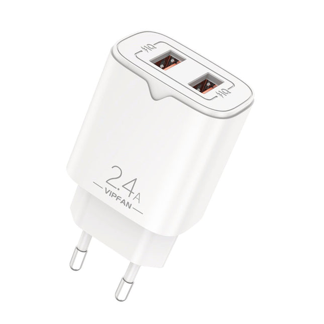 Transformador AC230V/DC5V 12W 2.4A 2xUSB (2,4A máx) - Branco-Energia-VIPFAN-Music Stage