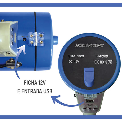 Megafone 25W USB/MP3-Som e luz-Karma-Music Stage