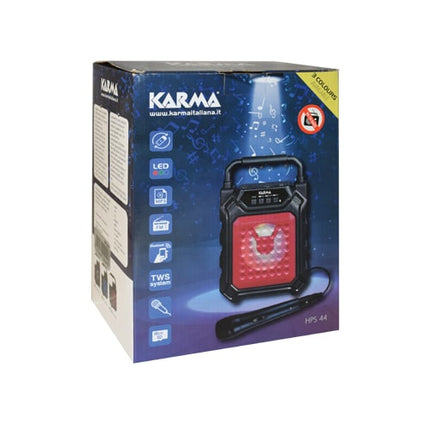 Coluna Portátil 4" USB/MP3/BT/LED/MIC Azul-Som e luz-Karma-Music Stage